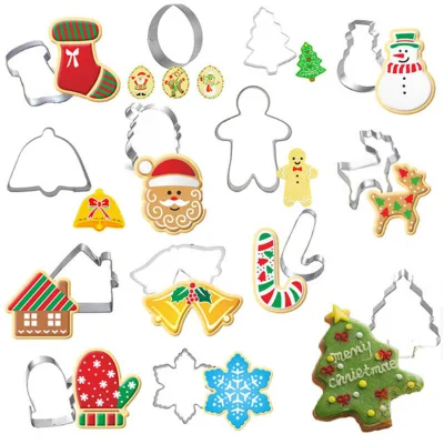WXL446 DIY Dessert Pastry Decoration Baking Tools Xmas Theme Biscuit Moulds 59 Styles Christmas Stainless Steel Cookie Mold