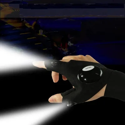 Party Decoration Fingerless LED Gloves Magic Strap Camping Luminous LED Flashlight Fishing Racing Gloves Work Safety Gloves