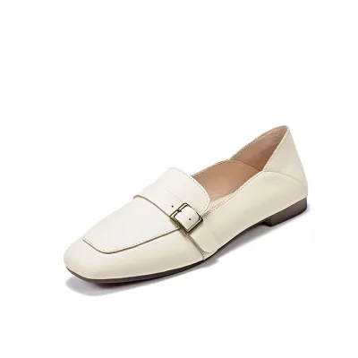 British Style Small Leather Shoes New French Loafers Genuine Leather Versatile Custom Plus Size Slip-on Casual Nice Women Shoes