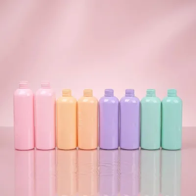 Wholesale Round Boston Cosmetic Pump Bottle with Pump Dispenser 200ml/500ml PET Recyclable for Facial Cleanser Shampoo Skin Care