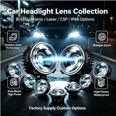 Mini 2.5 Inch Bi LED Projector Lens 6000K Super Bright Car Headlight Lens Waterproof Dual Reflector for Motorcycle Auto