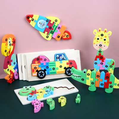 Custom 3D Cartoons Wooden Puzzle Jigsaw Manufacturer for Kids