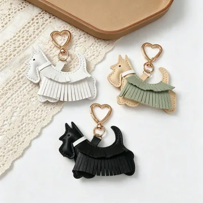 New Design West Highland Dog Fashion Leather Keychain Bag Charm Wholesale PU Leather Keychain