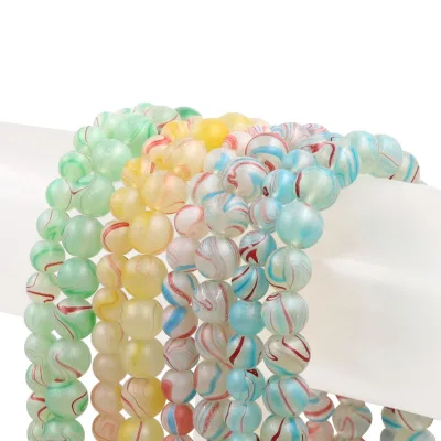8mm Matte Finish Clear Marble-Like Crystal Glass Beads Mix Color for Baking Varnish Painting Stunning Loose Nature Crystal