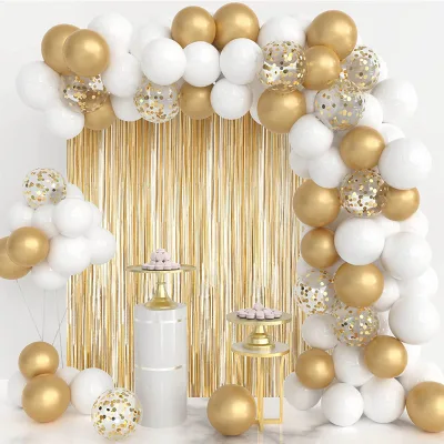Wholesale White Gold Latex Balloon Chain Wreath for Rain Curtain Birthday Party or Decorations Versatile Balloon Accessories