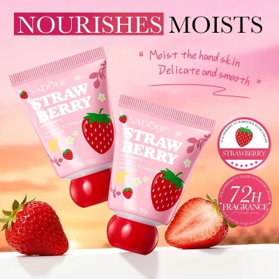.Wholesale BIOAQUA Strawberry Whitening Hand Cream Lotion Fast-Absorbing Fragrance Mini Moisturizing Anti-cracking Hand Cream