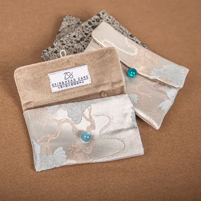 Ancient Printed Cloth Bag Portable Silk Fabric Cotton Gift Bag Sachet Pouch With Bead