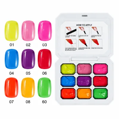 9 Colors Gradient Effect Nail Stamp Gel Glitter Stamp Nail Polish Nail Art Supplies