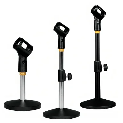 Jingying Weighted Lifting Wired or Wireless Radio Capacity Mic Conference Desktop Bench Tabletop Stand Disc Microphone Bracket