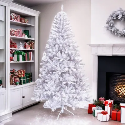 4Ft Artificial Christmas Tree Xmas Pine Tree With Metal Xmas Tree Pink Christmas Tree for Holiday Home Office Party Decoration