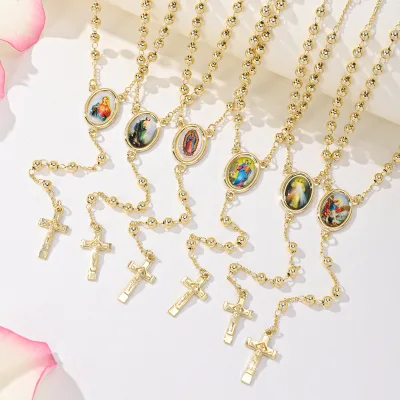 New Y Shape Rosary Bead Necklace Religious Pendant Necklace-Christian Type Custom Picture Rosary Necklaces
