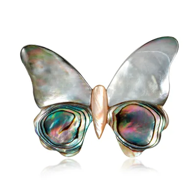 Retro Shell Series Butterfly Brooch Women's Insect Chest Flower Brooch with Shell for Wedding