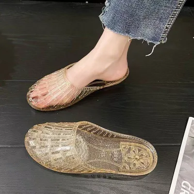 Latest Design Ladies Summer Glitter Crystal Slippers Jelly Sandals Comfort Casual Light Weight Home Hotel Style Size 36-41