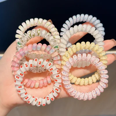 BELLEWORLD Grape Telephone Line Hair Ring Seamless Elastic Hair Tie All Match Women Hair Accessories