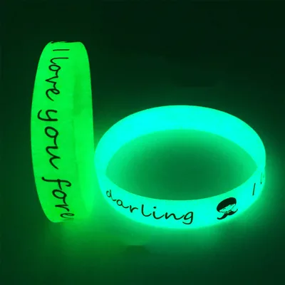 Personalized Elastic Promotional Wristbands With Logo Customized Glow in Dark Rubber Bracelet Custom Luminous Silicone Wristband