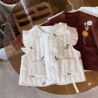 2022 New Baby Girls' Thickened Clean Cotton Vest in Autumn and Winter, and 0-8 Year Old Children's Warm Vest
