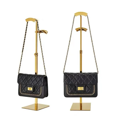 Height Adjustable Double Sided Handbag Holder Display Rack Retail Counter Top Purse Display Stand for Tote Bag Jewelry Display