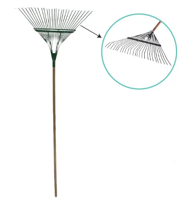 Adjustable Long Steel Handle Black Garden Leaf and Shrub Rake Heavy Duty Tool for Lawns Gathering Leaves