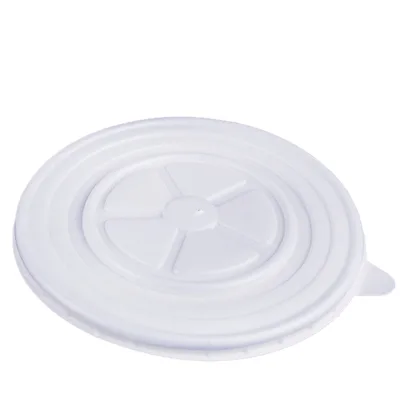 White Disposable PS Round Tub Lid With Pull Tab Plastic Cover for Large Food Bucket Takeaway Packaging