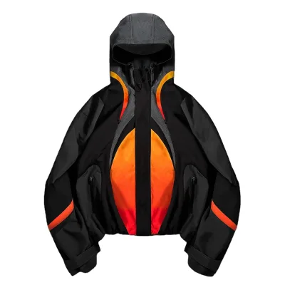 Wholesale Custom Men's Color Block Hooded Woven Bonded Windbreaker Spring Waterproof Breathable Outerwear Street Style Fashion