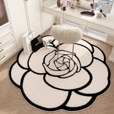 Factory Vintage Light Luxury Camellia Carpet Irregular Shape Living Room Sofa Coffee Table Bedroom Bedside Washable Study Room