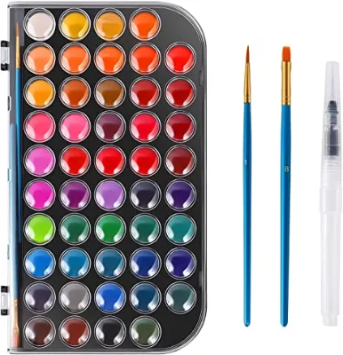 BESTLINE 2024 Non-toxic 48 Colors Watercolor Paint with a Brush Refillable a Water Brush Pen and Palette