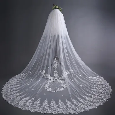 Cheerfeel VE397 Fashion Women Party Organza Veils Women's 2 Tier Cathedral Lace Wedding Bridal Veil With Comb