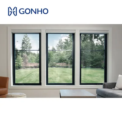 GONHO New Product Anodizing Coating Color Aluminum Awning Glass Window 2 Panels 1 Fixed Aluminium Single Fixed Panel Window