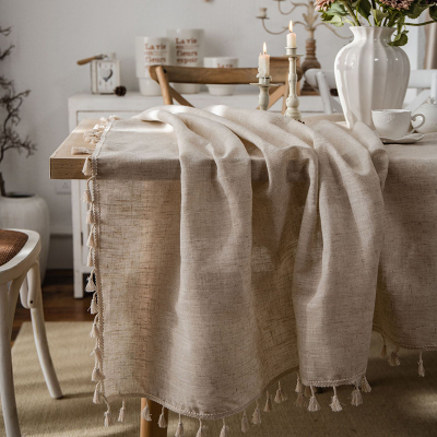 Customised Rectangle Natural Linen Table Cloth Cotton Linen Tablecloth Rectangular for Dining Table