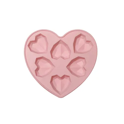 Chocolate Cake Mould 6 Connected Heart Shaped Silicone Jelly Mousse Cake Baking Mold Wholesale