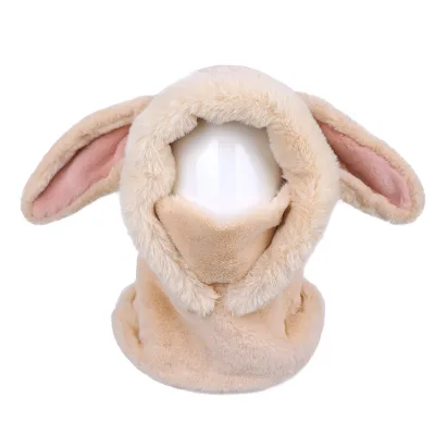 Hengxing New Cute Women Winter Warm Fur Hat Outdoor Riding Thickening Comfortable Bib Face Ski Mask With Rabbit Ear