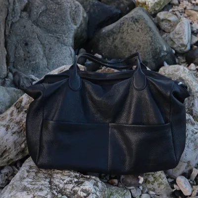 Multi Size Black Color Custom Mini Lace up Closure Durable Trendy Classic Handbag Set for Ladies Pu Leather Tote Casual Bag