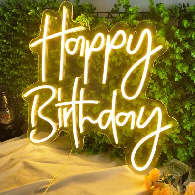 Neon Sign Happy Birthday Oh Baby Neon Sign Led Customization Festival Decoration Customization New Style Neon Sign