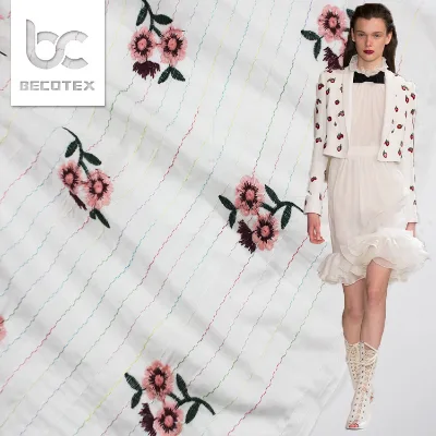 2026 Newest Embroidered Fabric 100% Cotton Skin-friendly Breathable Fabric for Kids and Woman Clothing