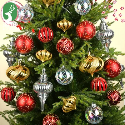 Custom-Size Red Plastic Christmas Ball Gourd Pendant Home Use Tree Scene Layout Decor for Christmas Ornamentation