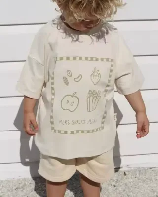 Custom Casual Graphic Toddler Boys' Boxy T-Shirt Dropped Shoulder Shorts Oversized Two-Piece 100% Cotton Set for Summer Play