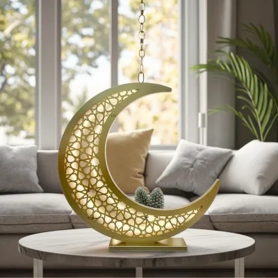 ChenWang 100cm Moon Star Wood LED Lights Ramadan Outdoor Decoration