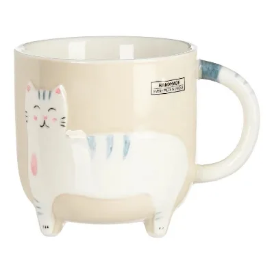 OEM Animal Shaped Ceramic Cat Coffee Cup Hand Painted Personality Mug for Personalized Gift and Daily Use