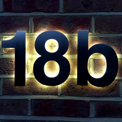Custom Led House Number  Stainless Steel Glow in the Dark Illuminated Metal Led Sign