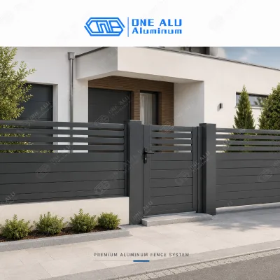 Aluminum Privacy Fence Modern Decorative Aluminium Slat Fence Waterproof Anti-rust Outdoor Garden Villa Boundary Screen Fencing