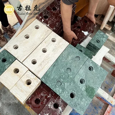 Custom Natural Marble Vanity Top Pre Cut Sink Holes Stone Bathroom Countertop OEM Factory