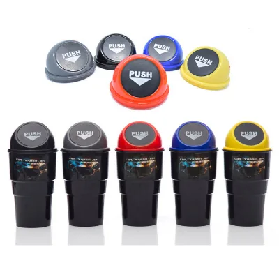 Wholesale Universal Geometric Car Seat Side Trash Bin with Push Cover Lid Washable Car Organizers