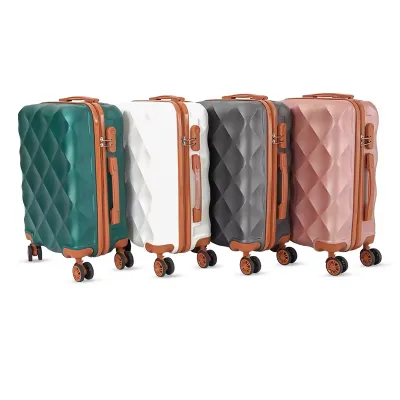 Lightweight ABS Spinner Hard Shell Women's Travel Boarding Luggage Suitcase Set with Lock Drawbar Soft Handle