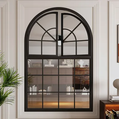 Tempered Glass Partition with Arched Design for Living Room Porch False Window Screen