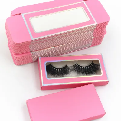 Wholesale Customizable Cosmetic Mink False Eyelashes Pink Rigid Packaging Box Recyclable Matt Lamination UV Coating Art Paper