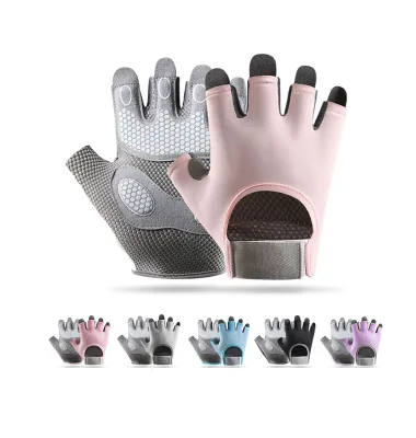 2026 New Product Custom Logo Fashion Thin Lightweight Breathable Women Half Finger Fitness Gloves with Adjustable Hook and Loop
