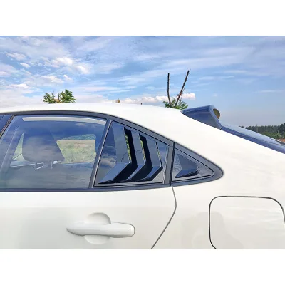 Window Louver Rear Side ABS Gloss Black Rear Side Window Louvers Trim Air Vent Scoop Shade Cover for Corolla