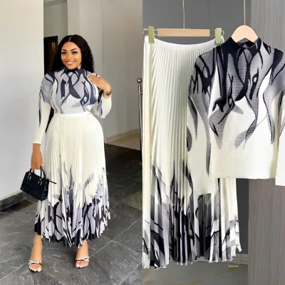 New Factory Direct Miyake Pleated Splicing Colorful 2-Piece Set Comfortable Casual Dresses Women Big Size Loose Fit Autumn