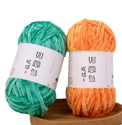 3.5oz Chenille Yarn Recycled Anti-Static Dyed for Baby Blankets Soft Matte Velvet Knitting Bulky 5# Yarn for Blankets Crochet