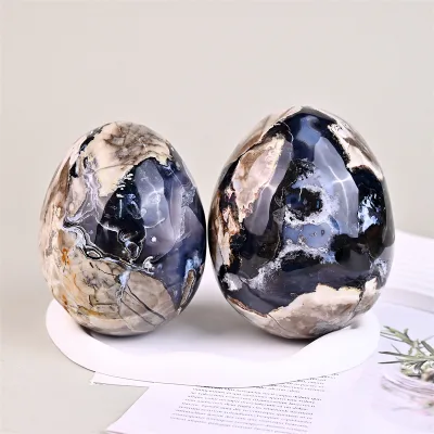 Natural Crystal Decoration High Quality Crystal Crafts Fluorescent Agate Egg for Gift